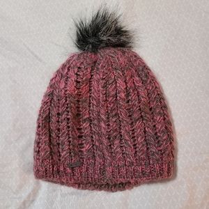 Pistil Pink and Gray Knit Beanie with Pom